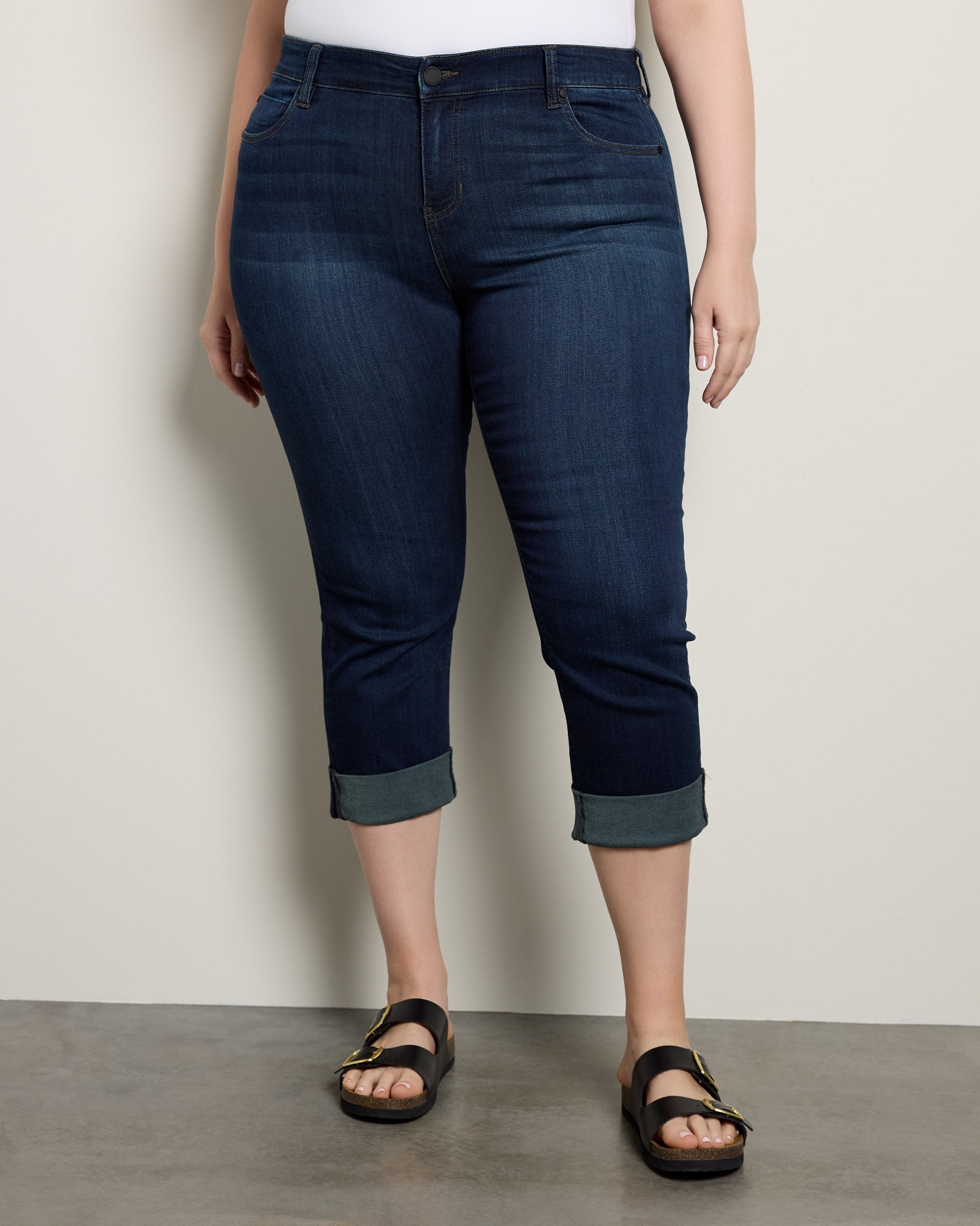 Destiny Dark $|& Liverpool Charlie Cuffed Cropped Skinny Jeans - SOF Front