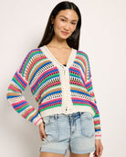 Multi $|& Vigoss Crochet Sweater Cardigan - SOF Front