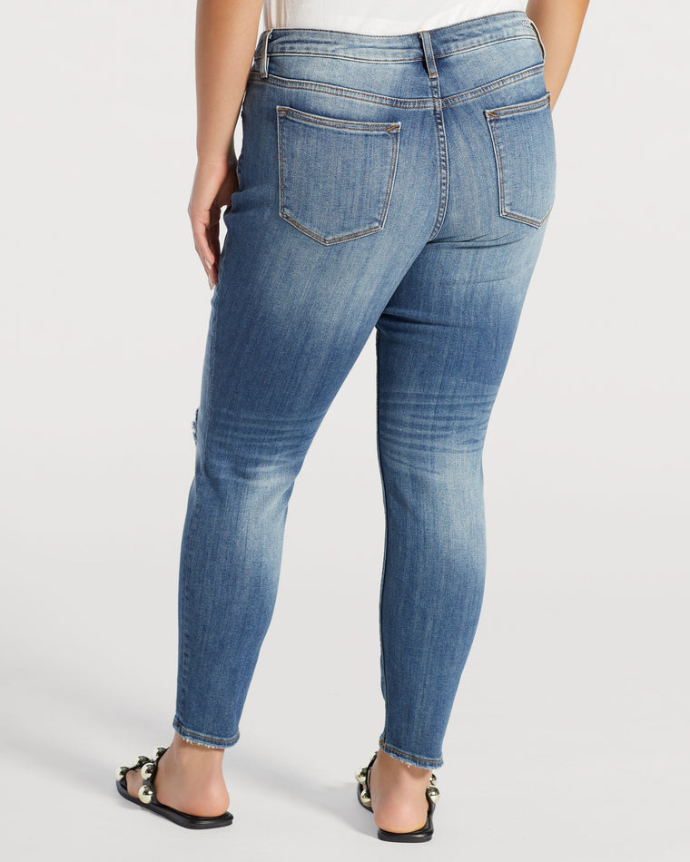 Medium Wash 29" $|& Vigoss Jagger Classic Distressed Skinny Jeans - SOF Back