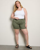 Light Olive $|& Vigoss Marley Mid Rise Cargo Short - UGC On Fig