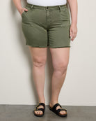 Light Olive $|& Vigoss Marley Mid Rise Cargo Short - SOF Front