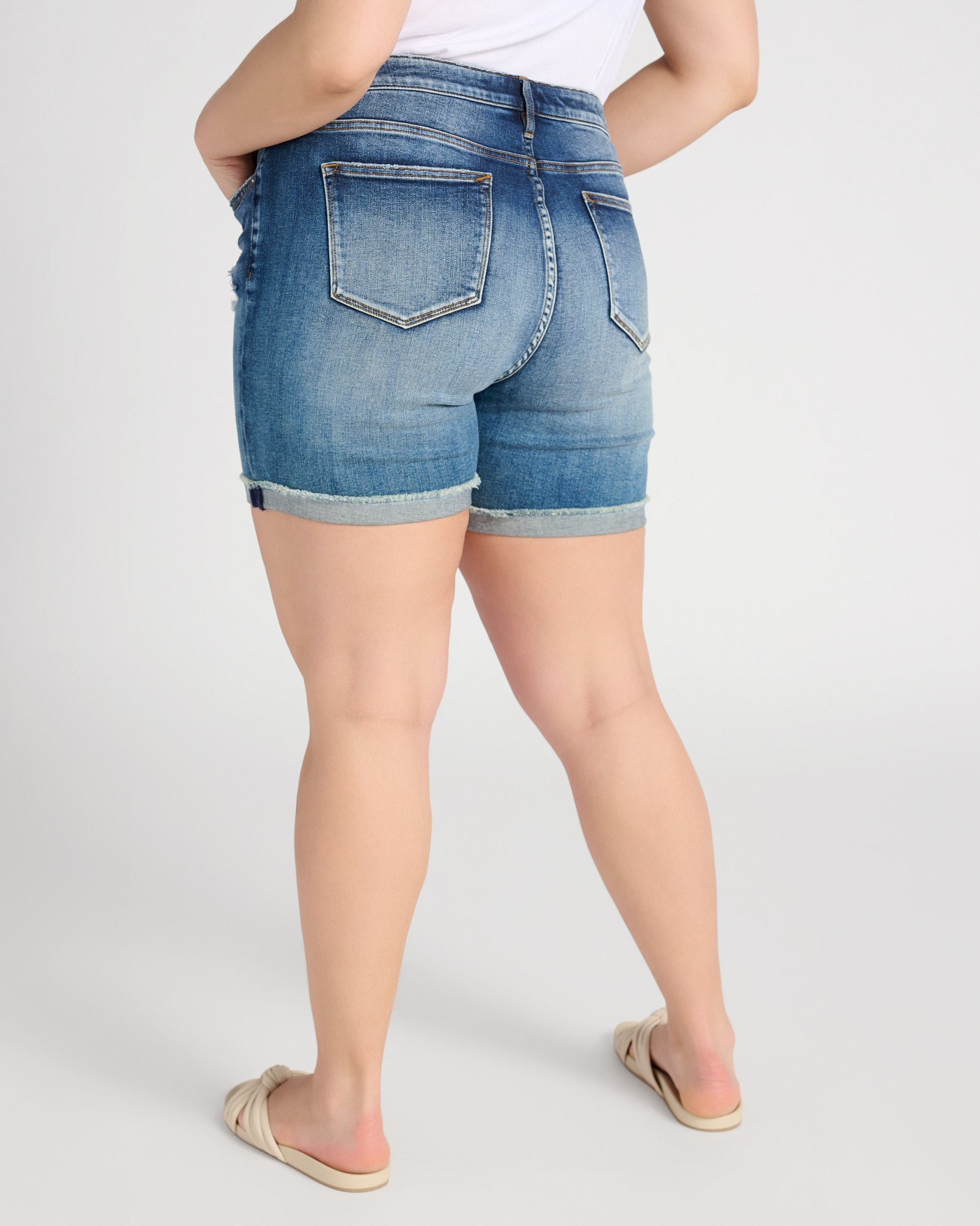 Distressed Wash $|& Vigoss Marley Distressed Cuffed Short - SOF Back