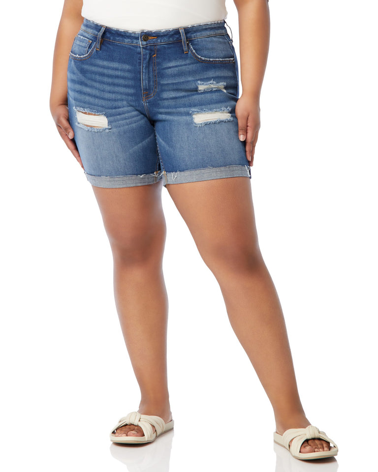 Marley Mid Length Distressed Cuffed Cutoff Shorts