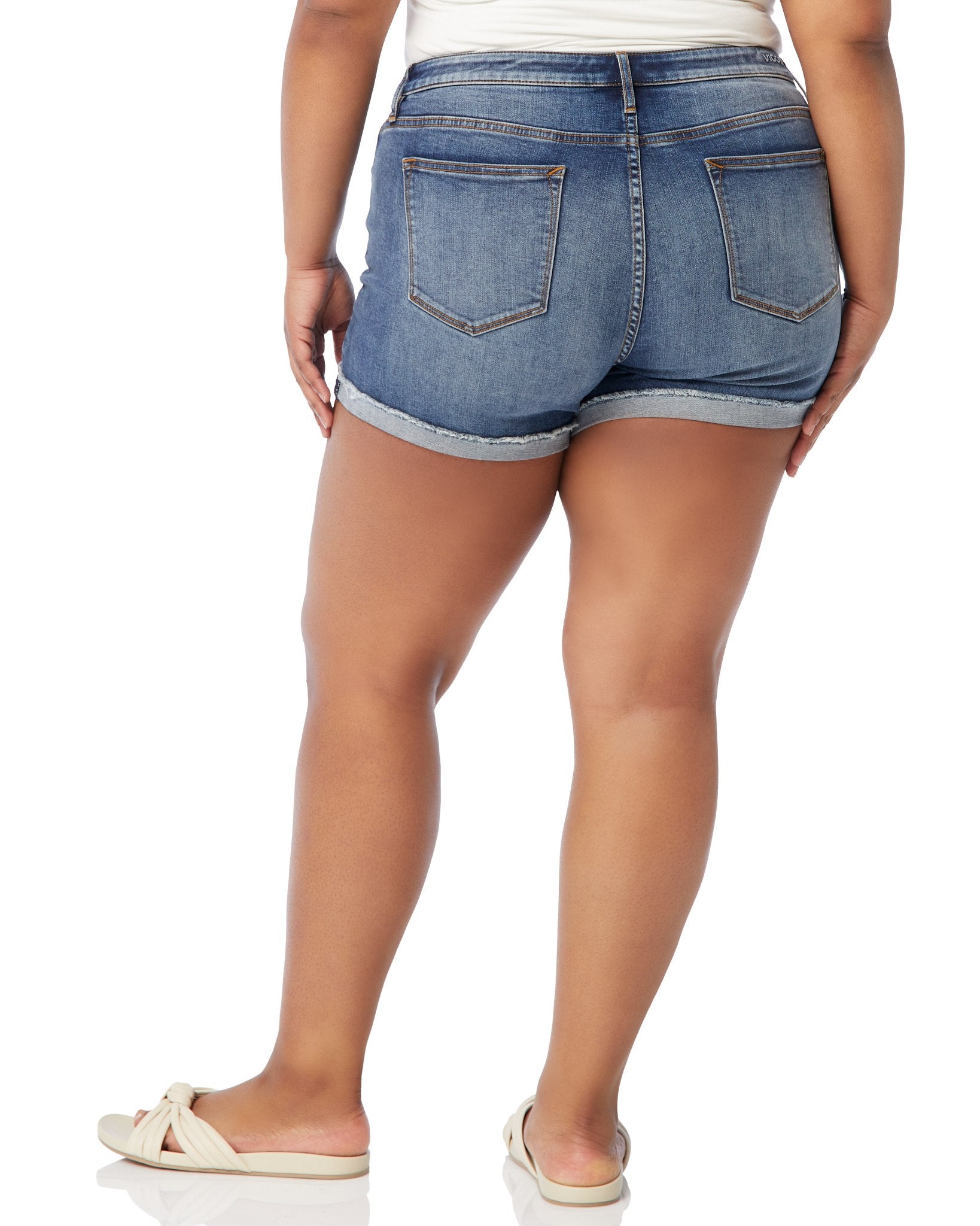 Medium Wash 7" $|& Vigoss Marley Roll Cuff Short - SOF Back