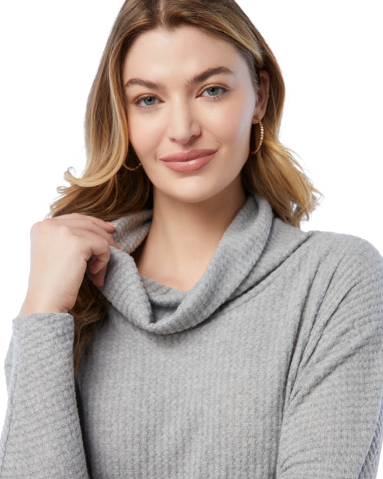 Heather Grey $|& W. by Wantable Thermal Waffle Cowl Neck Top - SOF Detail