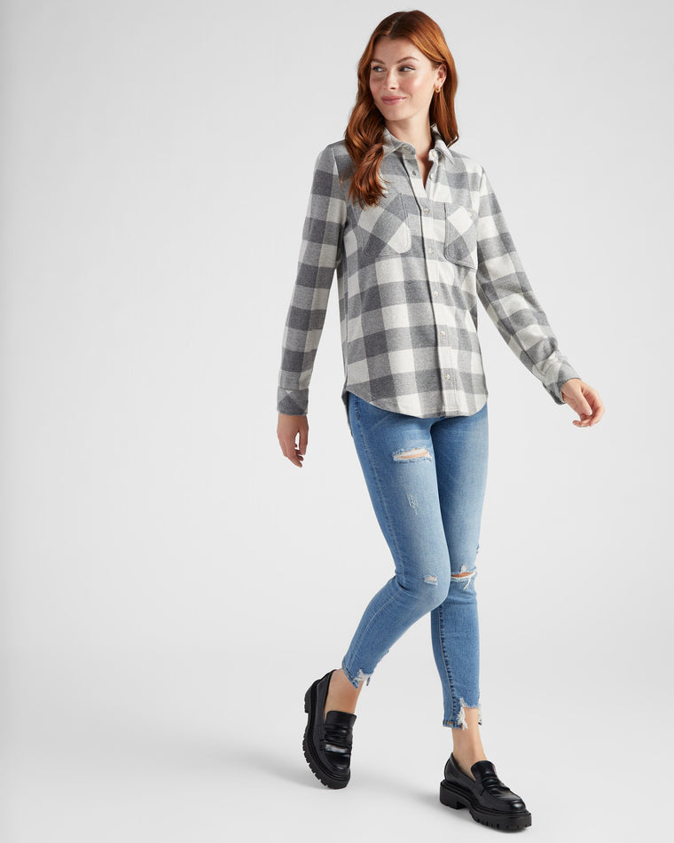 Grey Ivory Buffalo Check $|& Thread & Supply Lewis Plaid Shirt - SOF Full Front