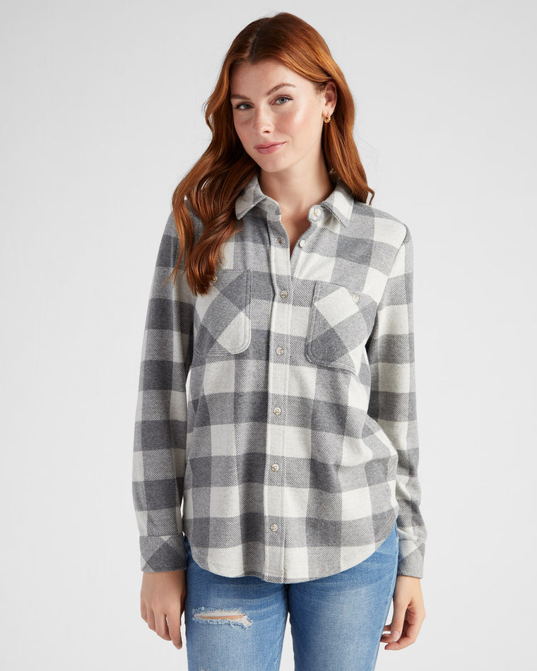 Grey Ivory Buffalo Check $|& Thread & Supply Lewis Plaid Shirt - SOF Front