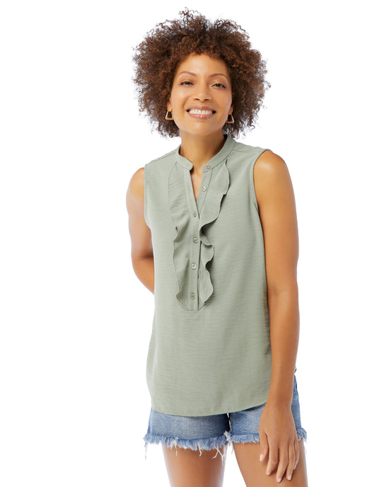 Sage $|& Supply + Demand Sleeveless Ruffle Top - SOF Front