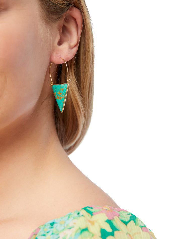 Gold $|& Nakamol Turquoise Stone Triangle Earrings - SOF Front