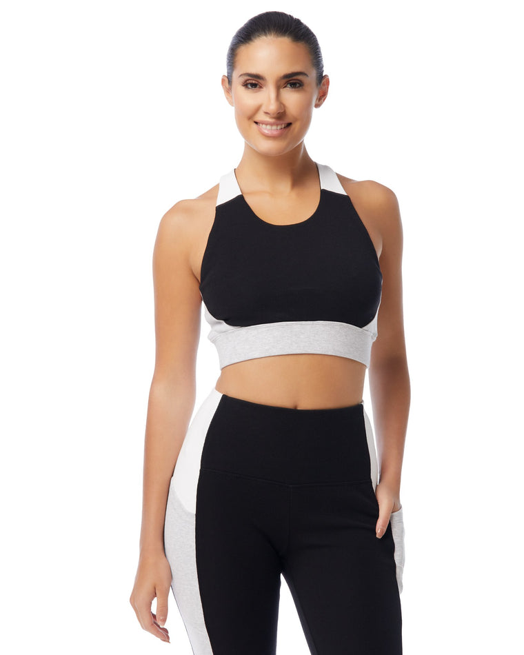 Black Combo $|& Andrew Marc Sport Colorblocked Cropped Tank - SOF Front