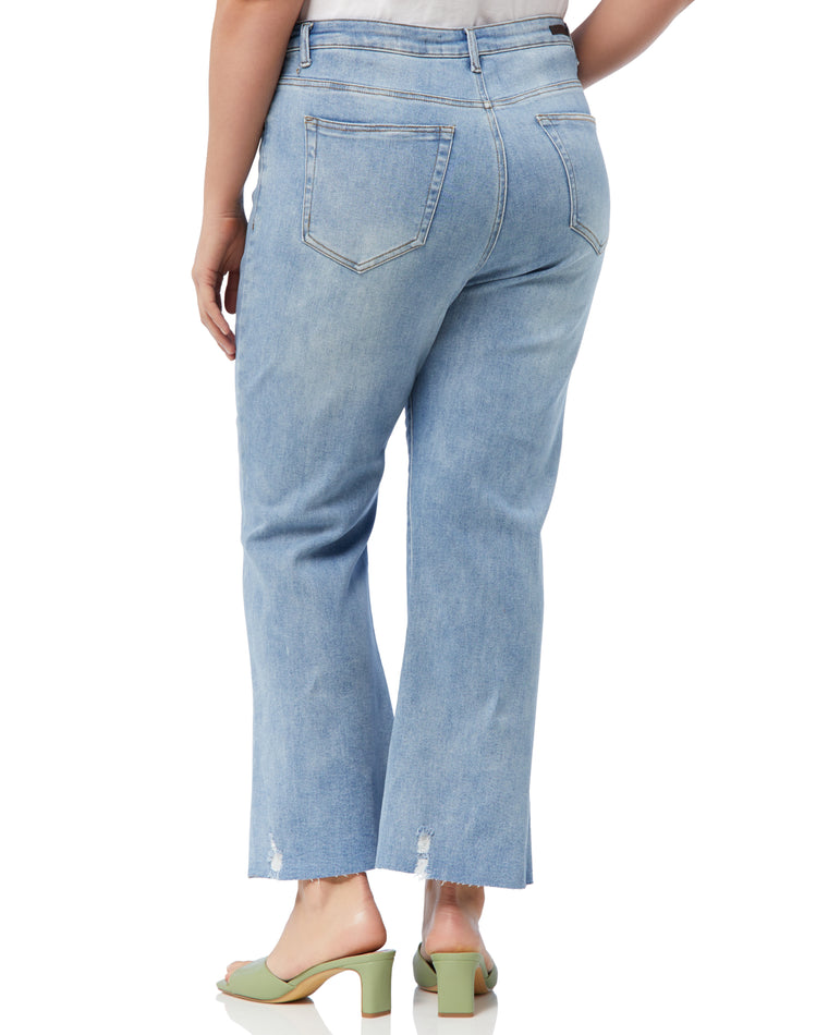 Light Wash $|& Risen Jeans High Rise Raw Cut Ankle Flare - SOF Back