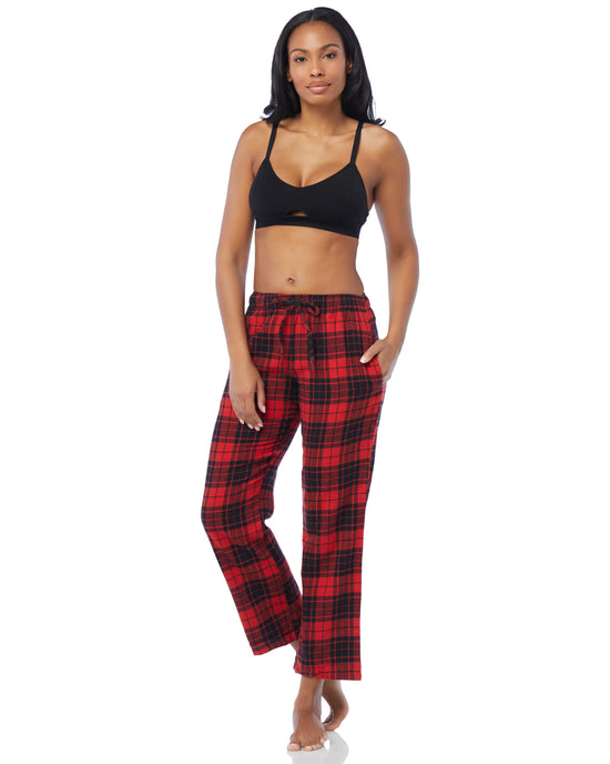 Red & Black $|& Leveret Plaid Flannel Pants - SOF Full Front