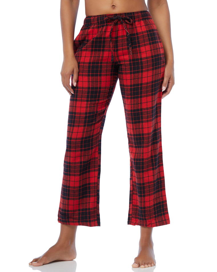 Red & Black $|& Leveret Plaid Flannel Pants - SOF Front