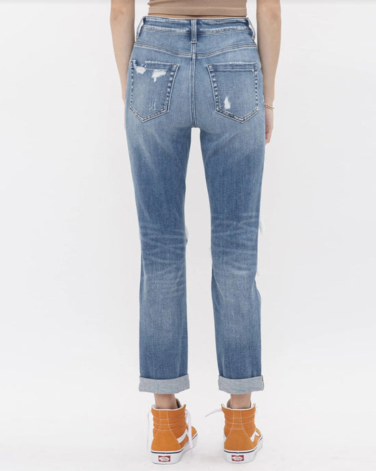 Garzon Blue $|& Mica Denim Mid Rise Cuffed Boyfriend Jeans - VOF Back