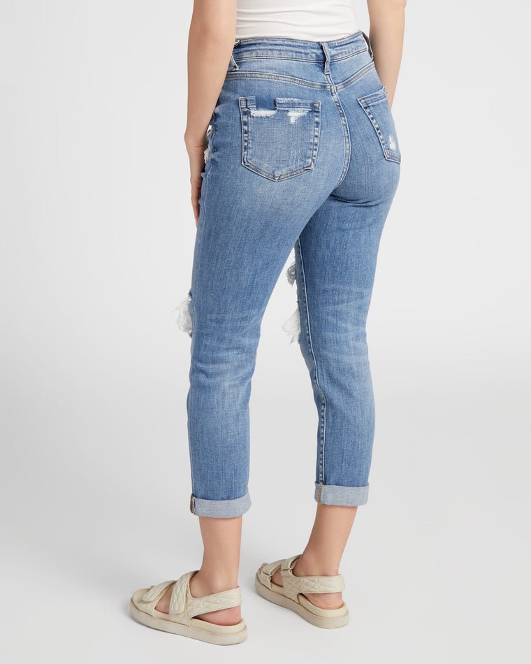 Garzon Blue $|& Mica Denim Mid Rise Cuffed Boyfriend Jeans - SOF Back