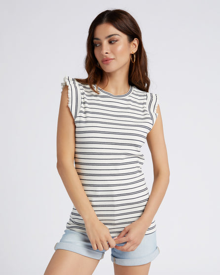 Louisany Flutter Sleeve Striped Top