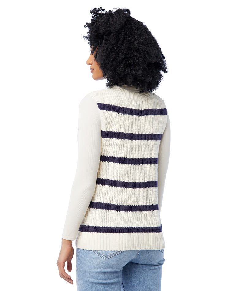 Navy $|& Be Cool Striped Sweater Vest - SOF Back