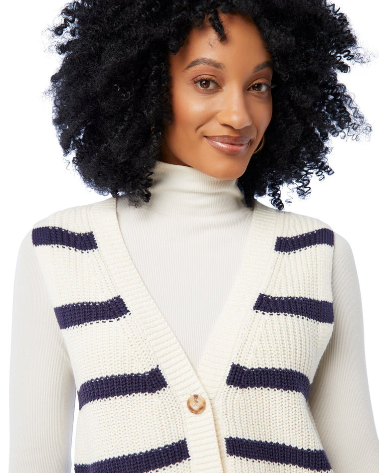 Navy $|& Be Cool Striped Sweater Vest - SOF Detail