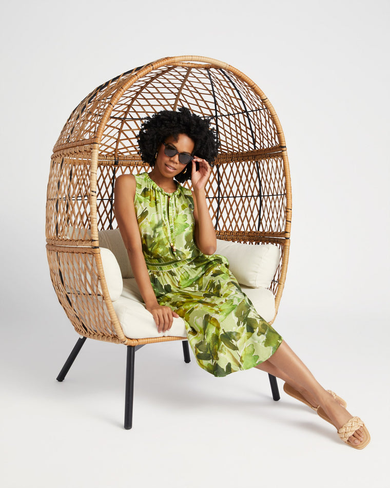 Kiwi Olive Multi $|& Democracy Smock Waist Printed Dress - SOF Front