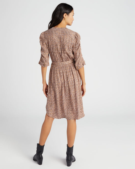 Peanut Butter Multi $|& Democracy Button Down Printed Woven Dress - SOF Back