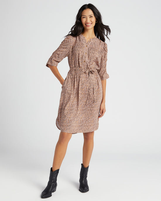 Peanut Butter Multi $|& Democracy Button Down Printed Woven Dress - SOF Front