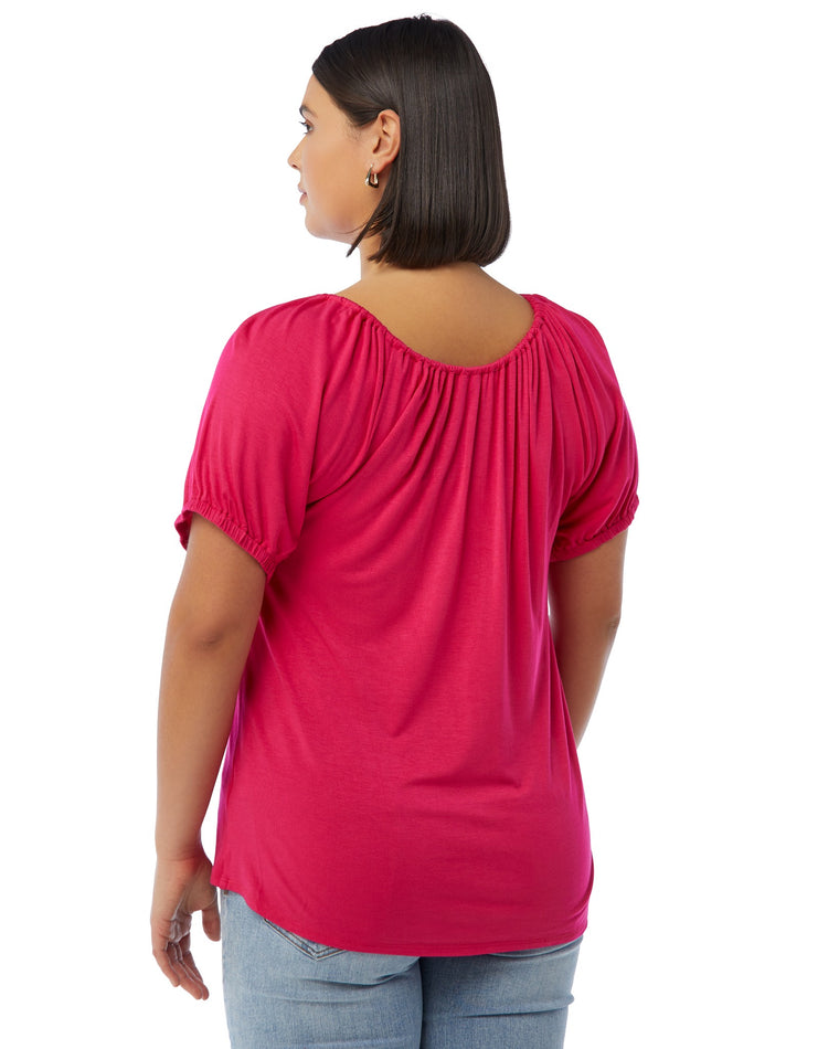 Fuschia $|& Loveappella Drawstring Top - SOF Back