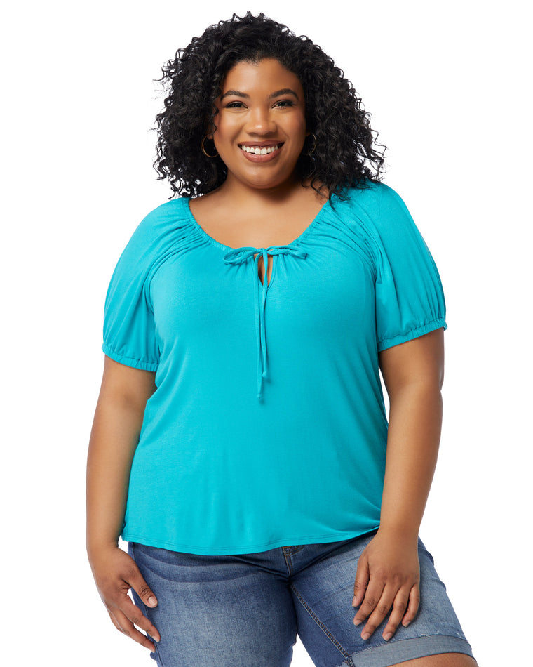 Teal $|& Loveappella Drawstring Top - SOF Front