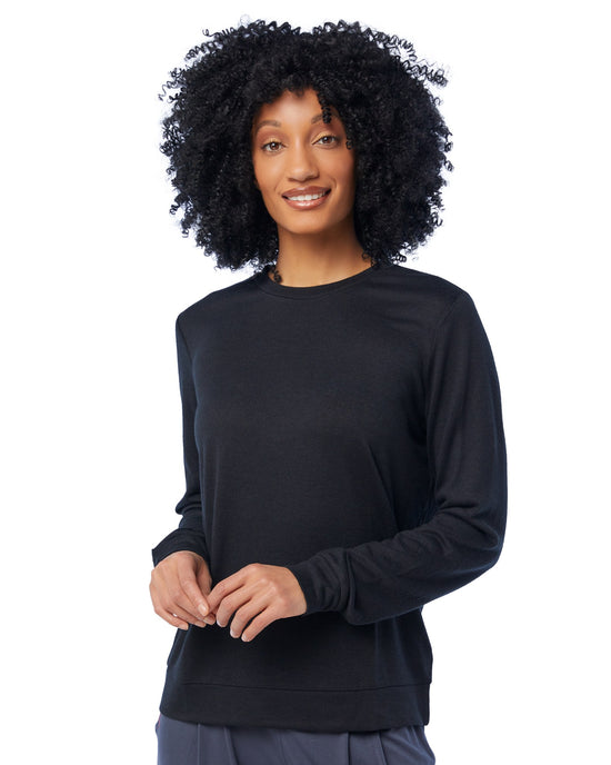 Black $|& PJ Salvage Long Sleeve Reloved Lounge Top - SOF Front