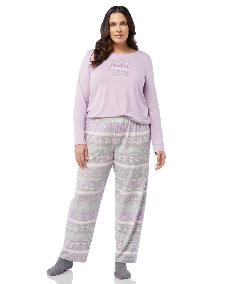 Orchid Bloom Lilac $|& HUE Hello Winter Timeless Soft Jersey Set - SOF Front