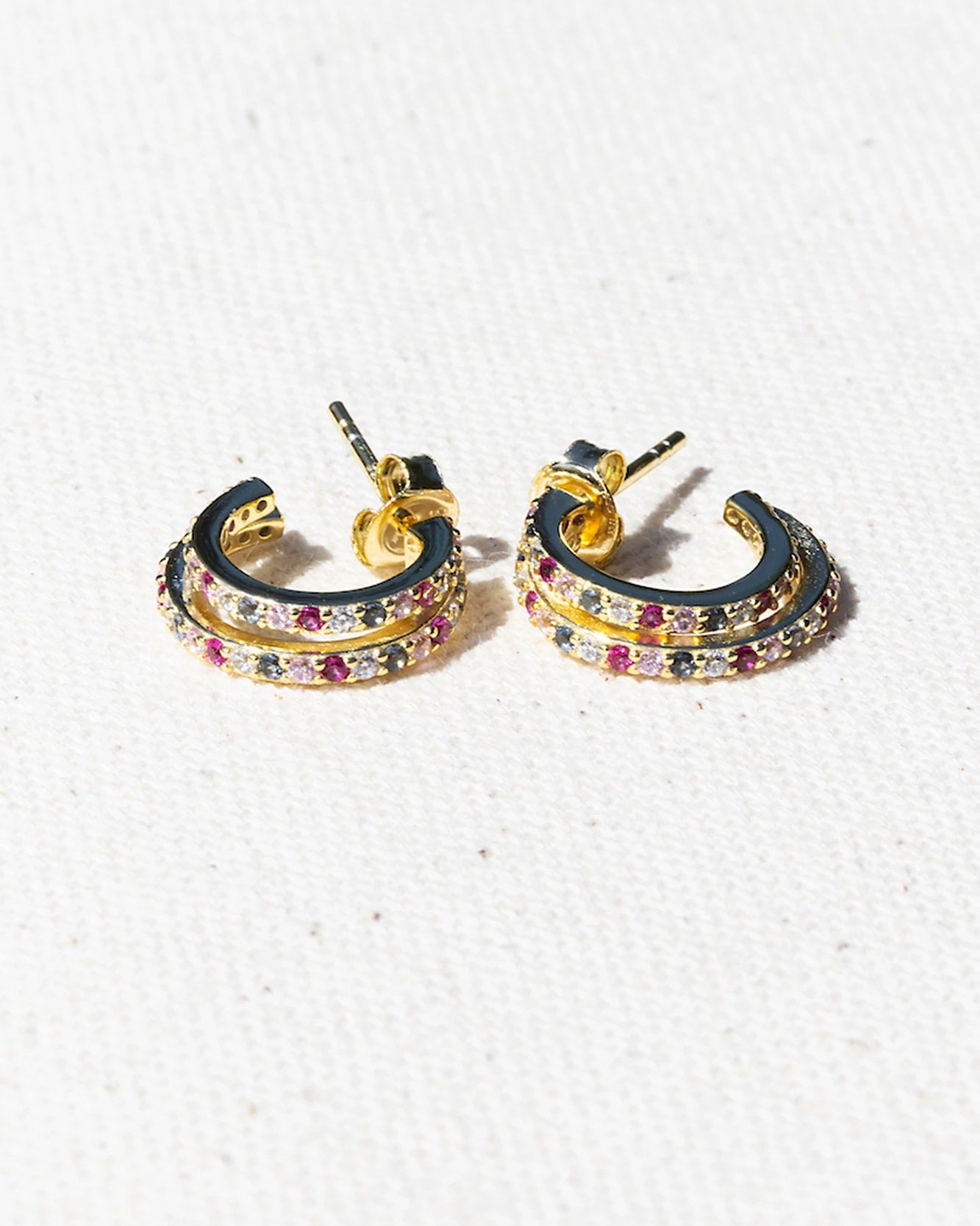 Cherry/14k Gold Vermeil $|& Native Gem Evil Twin Huggie - VOF Front