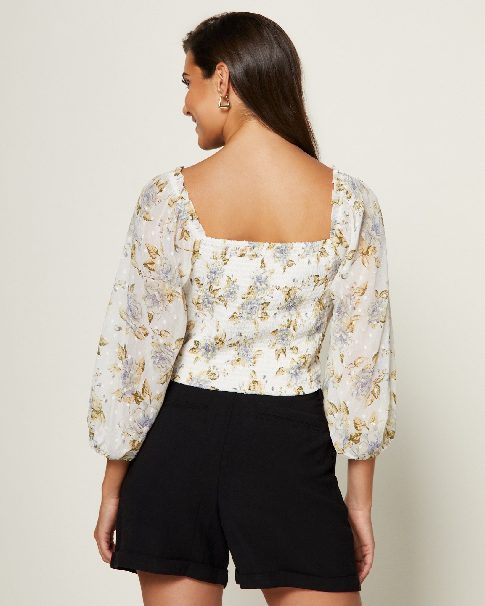 Cream Sage $|& Lush Floral Printed Top - SOF Back