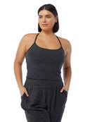 Heather Charcoal $|& Interval Spacedye Rappel Longline Bra - SOF Front