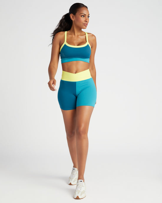 Midnight Teal $|& Z Supply Colorblock Bike Short - SOF Full Front