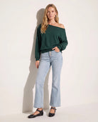 Hunter Green $|& SEAS Brooksville One Shoulder Sweatshirt - UGC On Fig