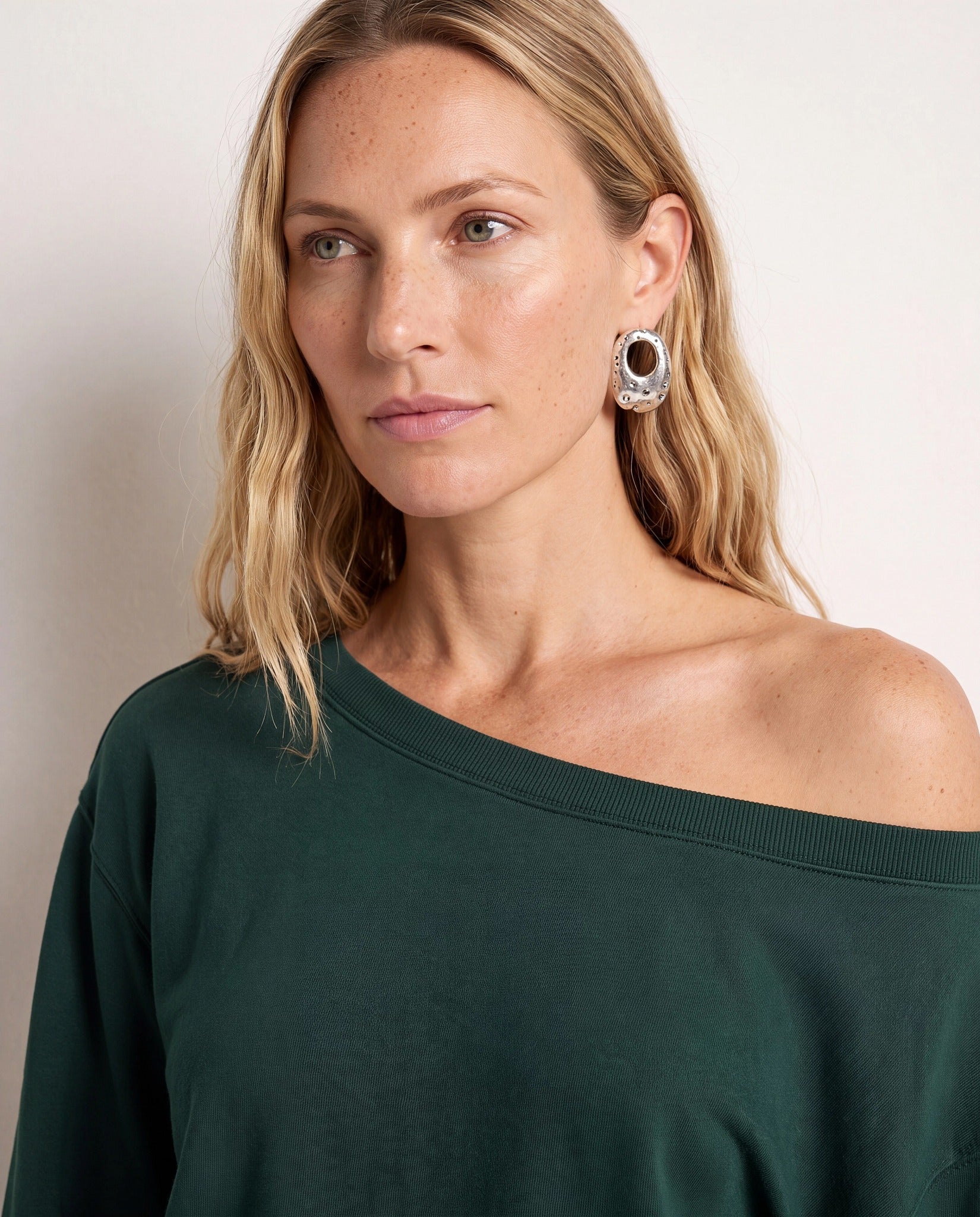Hunter Green $|& SEAS Brooksville One Shoulder Sweatshirt - SOF Full Front