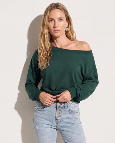 Hunter Green $|& SEAS Brooksville One Shoulder Sweatshirt - SOF Front