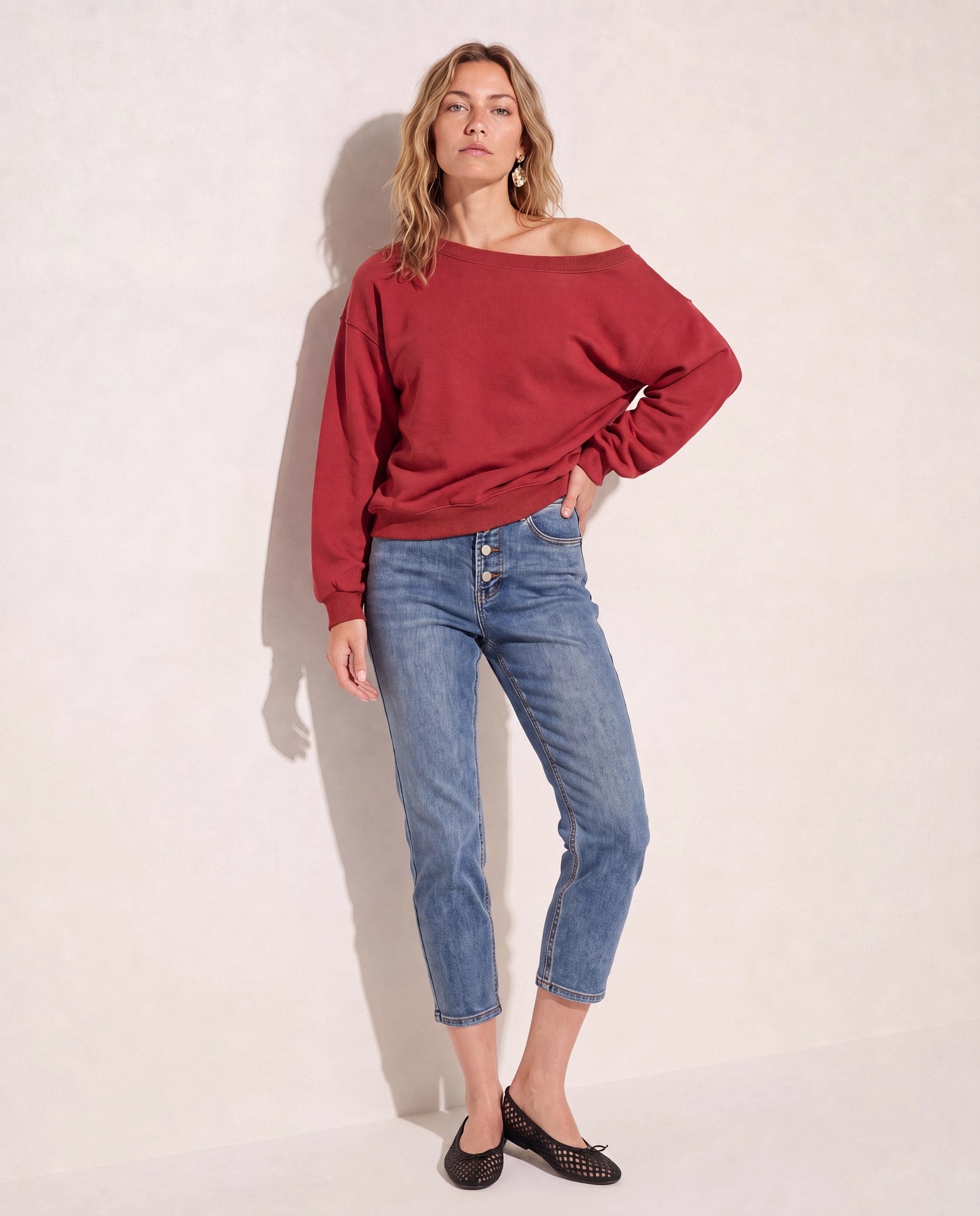 Rosewood $|& SEAS Brooksville One Shoulder Sweatshirt - UGC On Fig