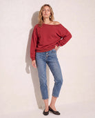 Rosewood $|& SEAS Brooksville One Shoulder Sweatshirt - SOF Full Front