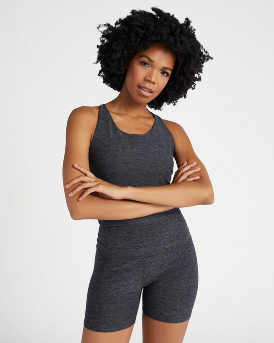 Heather Charcoal $|& Interval Spacedye Crop Tank - SOF Front