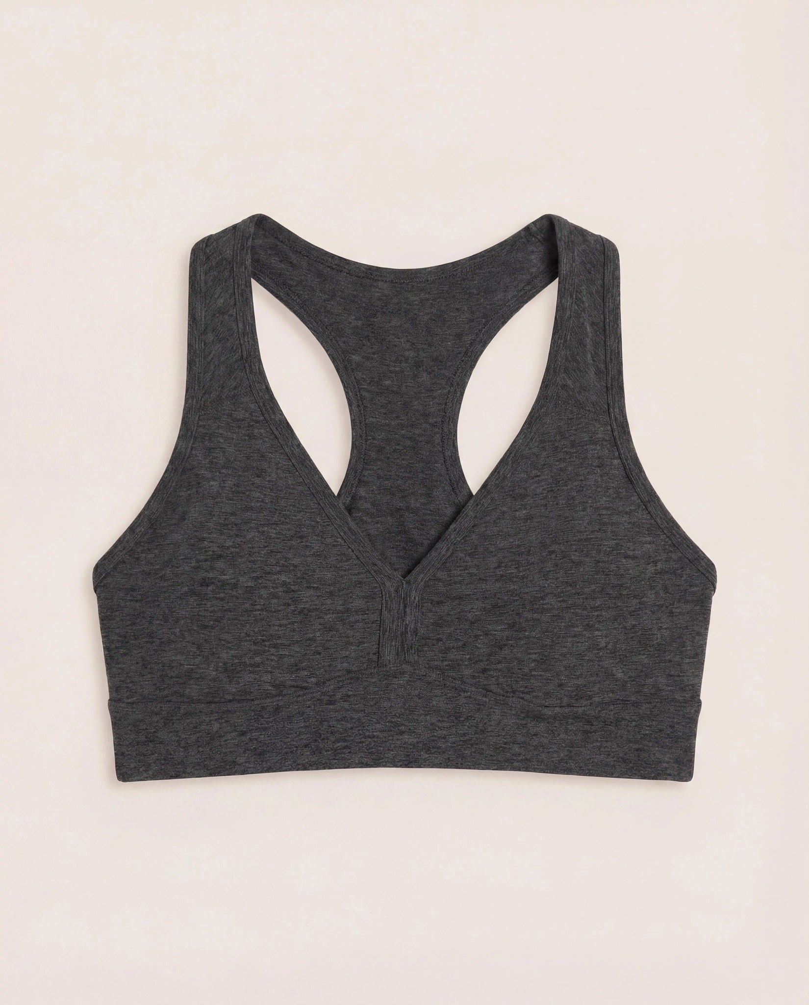 Heather Charcoal $|& Interval FlowHeather Sculpt Enhearten Bra - Hanger Detail