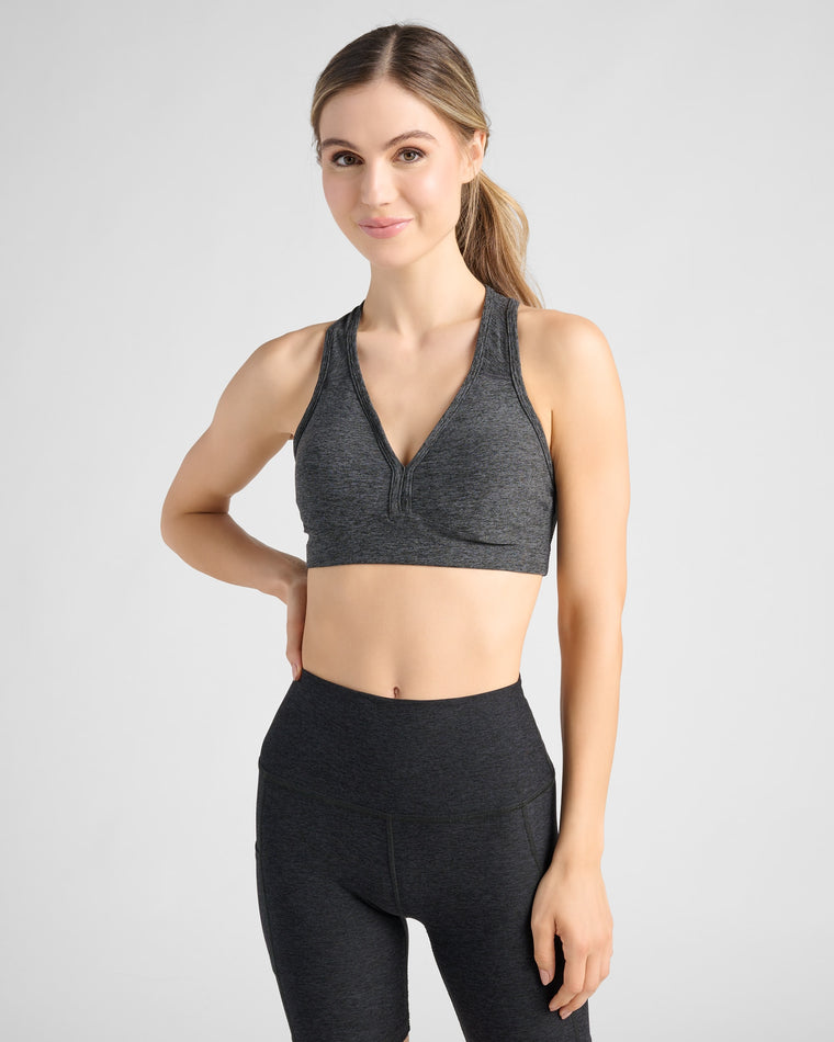 Heather Charcoal Heather Charcoal $|& Interval Enheartened Spacedye Bra - SOF Front