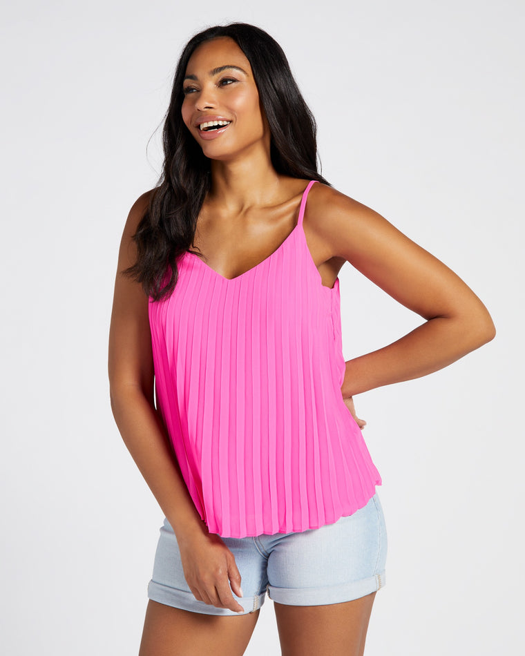 Pretty in Pink $|& Skies Are Blue Sleeveless Pleated Tank - SOF Front