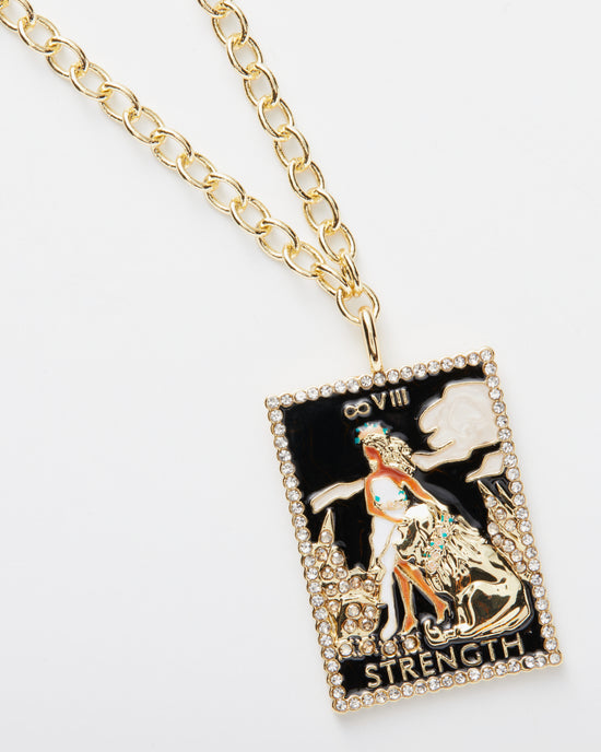 Strength Black/Gold $|& BaubleBar Tarot Card Necklace - Hanger Detail