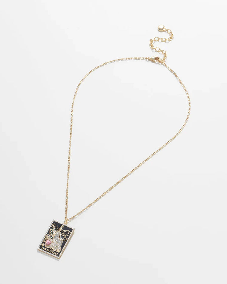 The Empress Black/Gold $|& BaubleBar Tarot Card Necklace - VOF Front