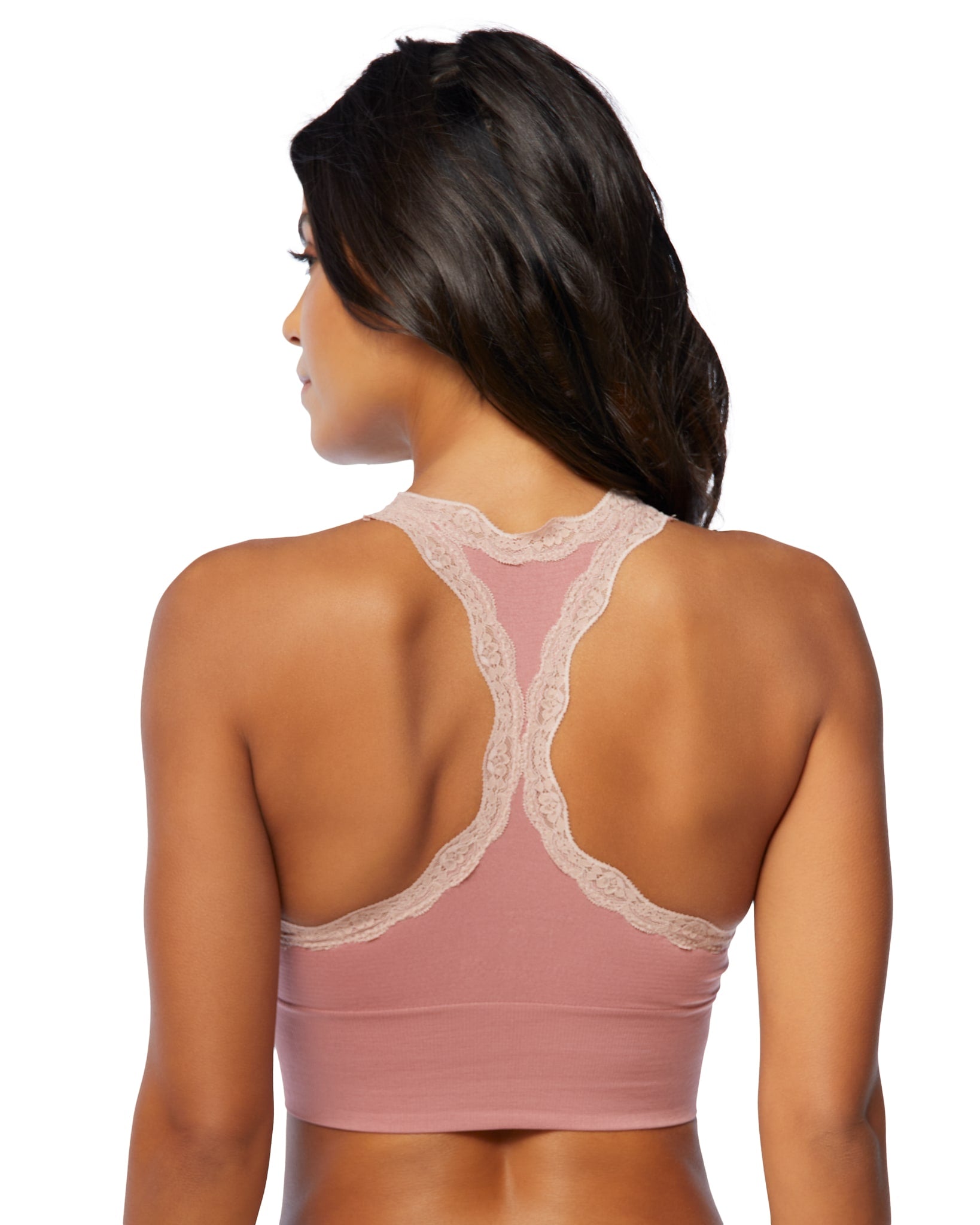 Ash Rose/Black $|& real Underwear 2PK Longline Seamless with Contrast Lace - SOF Back
