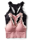 Ash Rose/Black $|& real Underwear 2PK Longline Seamless with Contrast Lace - Hanger Front