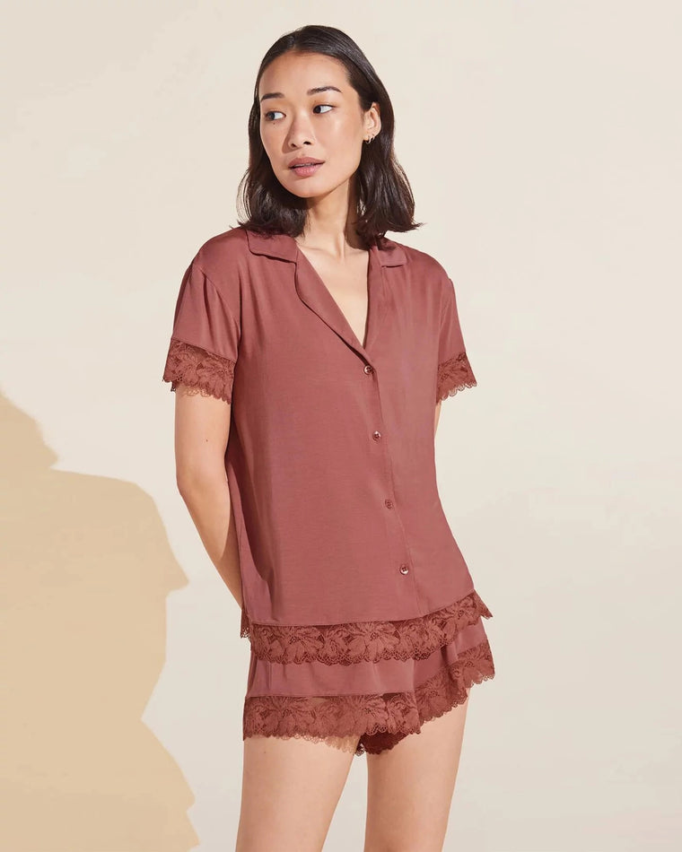 Rosewood $|& Eberjey Rosalia Short PJ Set - VOF Front