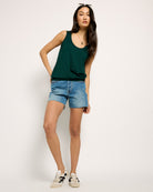 Hunter Green $|& SEAS Redwood City Banded Slub Tank - UGC On Fig