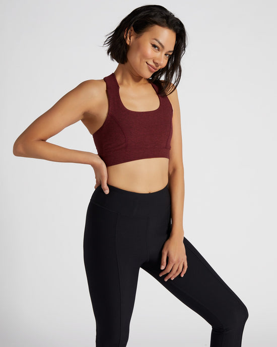 Red Wine $|& Interval Stronger Spacedye Sports Bra - SOF Front