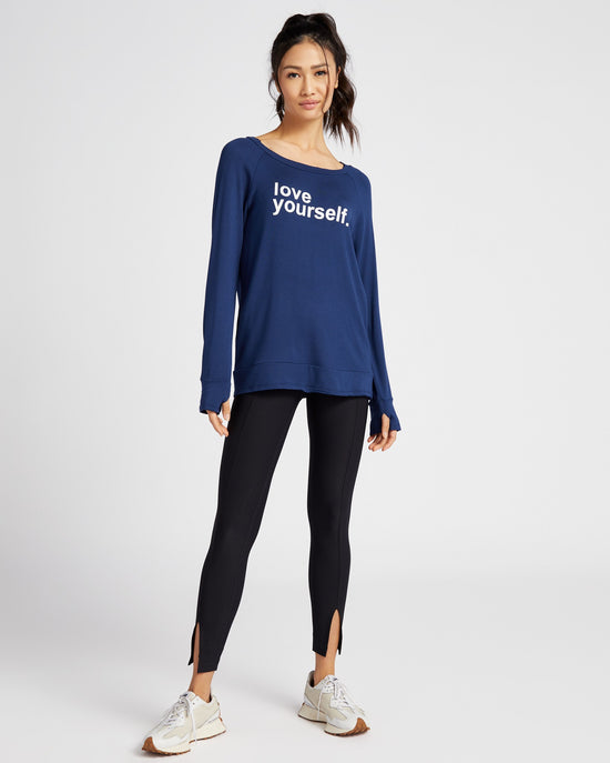 Navy $|& Interval Love Yourself  Mid Length Long Sleeve - SOF Full Front